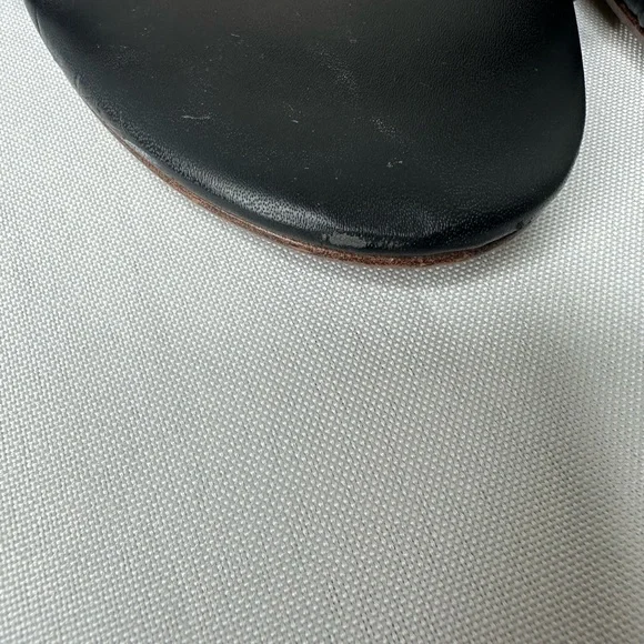 Coach Black Leather Block Heel Sandals with Silver Buckle - Picture 3 of 8